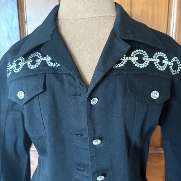 Christine Alexander Jacket. Swarovski Studs/Buttons. Black. Size Medium - Picture 4 of 12
